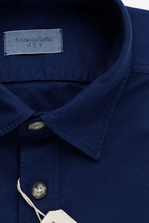 Camicia Uomo Tintoria Mattei Regular Tinta unita 97% cotone 3% elastan collo Italiano Manica lunga