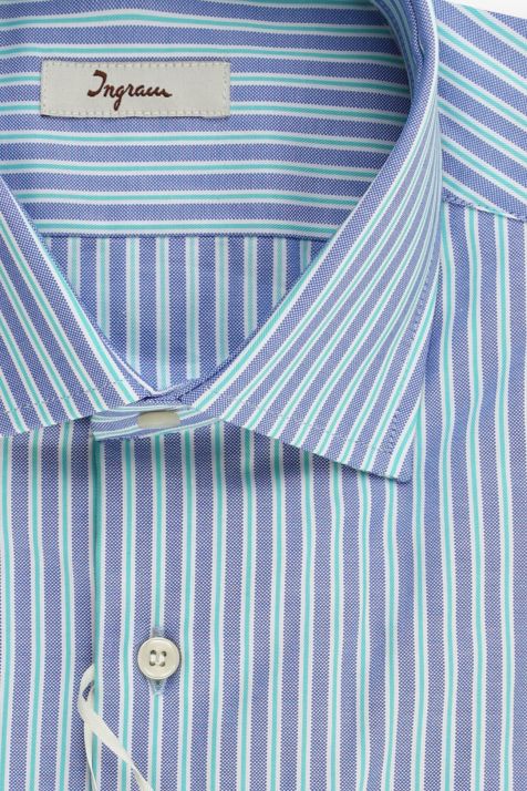 Camicia Uomo Ingram Slim Righe 100% cotone collo Francese Manica lunga