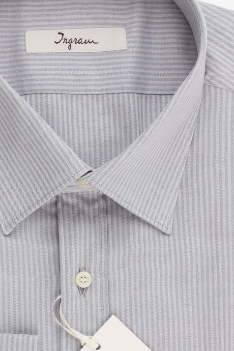 Camicia Uomo Ingram Slim Righe 100% cotone collo Italiano Manica lunga