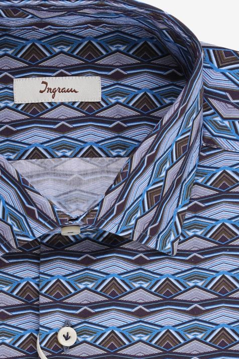 Camicia Uomo Ingram Regular Fantasia 100% cotone collo Francese Manica lunga