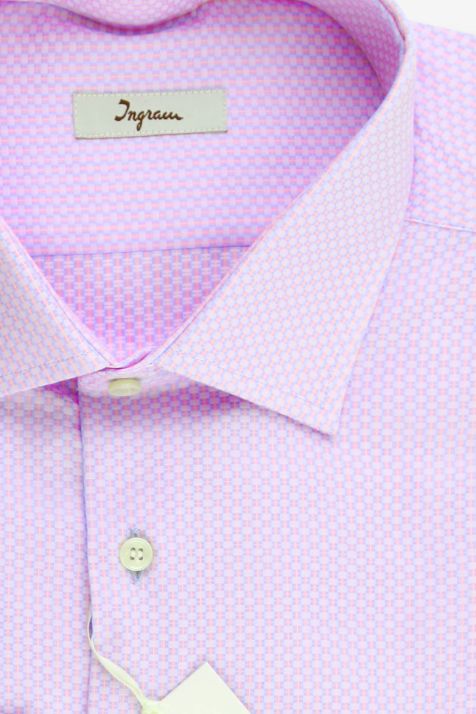 Camicia Uomo Ingram Regular Micro disegno 100% cotone collo Francese Manica lunga