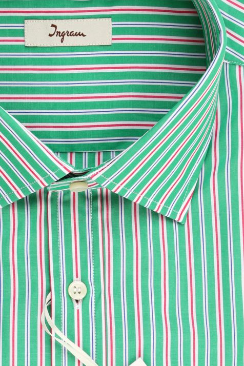 Camicia Uomo Ingram Classic Righe 100% cotone collo Francese Manica lunga