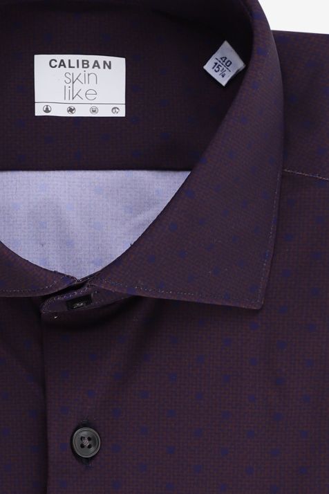 Camicia Uomo Caliban Regular Micro disegno 73% pa 27% ea collo Francese Manica lunga