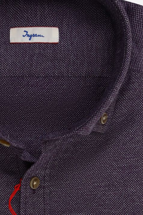 Camicia Uomo Ingram Regular Micro disegno 100% cotone collo Button down Manica lunga