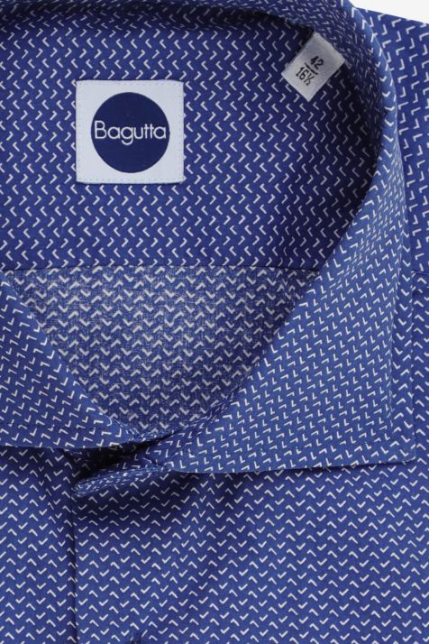 Camicia Uomo Bagutta Regular Micro disegno 100% cotone collo Francese Manica lunga