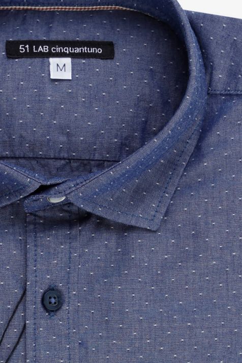 Camicia Uomo 51 LAB Regular Micro disegno 100% cotone collo Francese Manica lunga