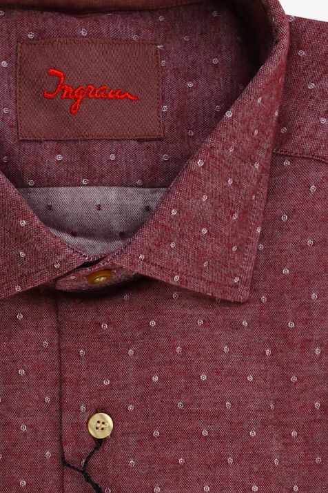 Camicia Uomo Ingram Regular Micro disegno 100% cotone collo Francese Manica lunga