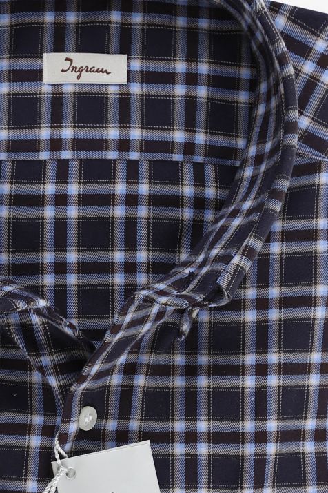 Camicia Uomo Ingram Regular Quadri 100% cotone collo Button down Manica lunga