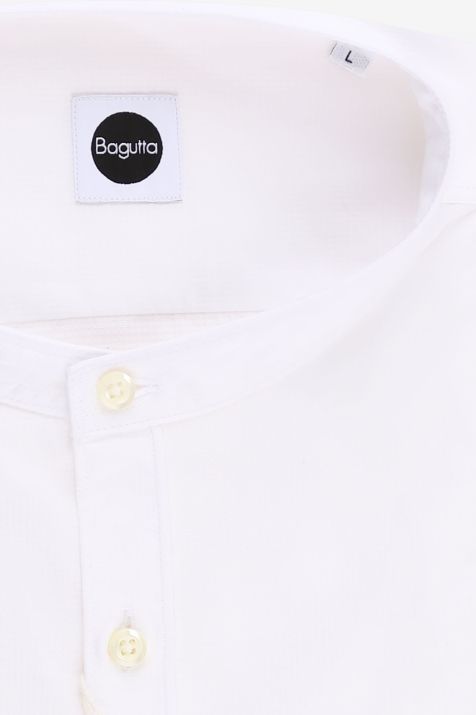 Camicia Uomo Bagutta Regular Micro disegno 100% cotone collo Coreano Manica lunga