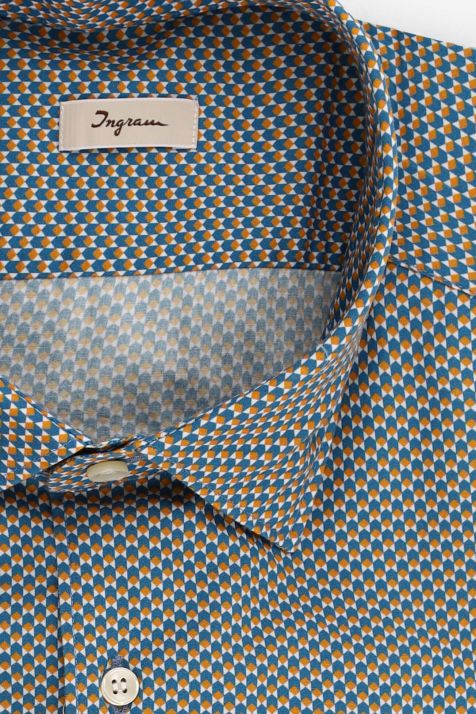 Camicia Uomo Ingram Regular Micro disegno 100% cotone collo Francese Manica lunga