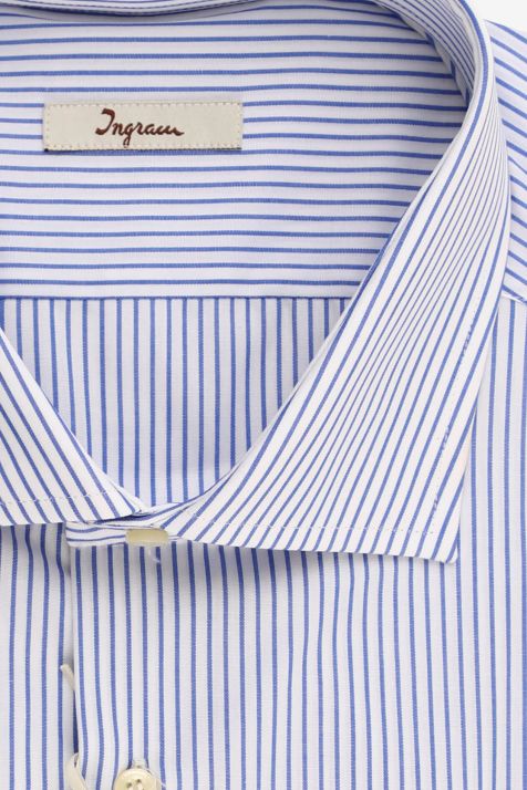 Camicia Uomo Ingram Regular Righe 100% cotone collo Francese Manica lunga