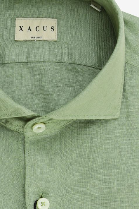 Camicia Uomo Xacus Regular Tinta unita 100% lino collo Francese Manica lunga
