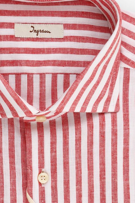 Camicia Uomo Ingram Regular Righe 100% cotone collo Francese Manica lunga