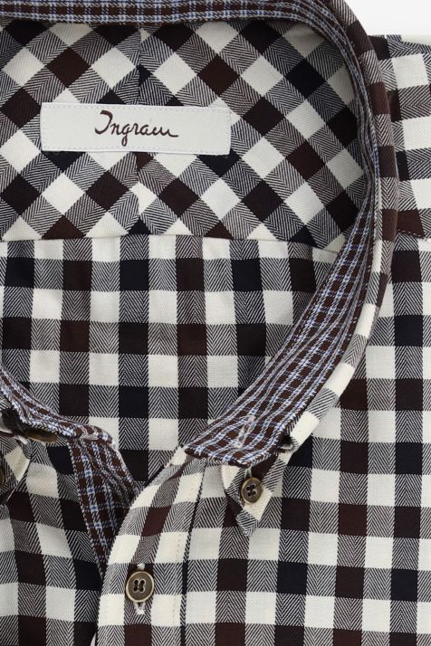 Camicia Uomo Ingram Regular Quadri 100% cotone collo Button down Manica lunga