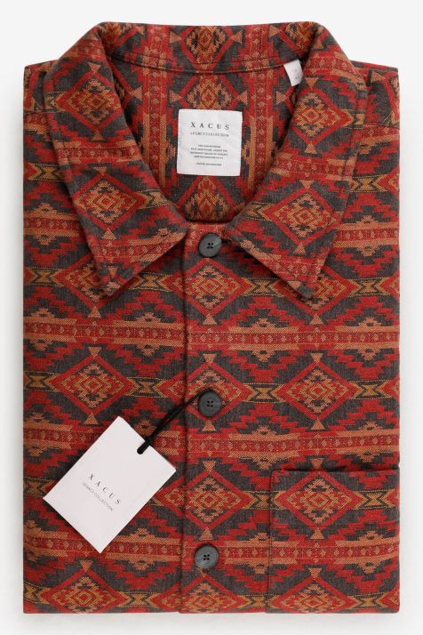 Camicia Uomo Xacus Regular Fantasia 100% cotone collo Italiano Manica lunga