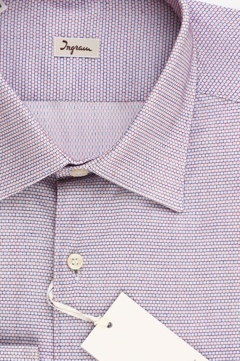 Camicia Uomo Ingram Regular Micro disegno 100% cotone collo Italiano Manica lunga