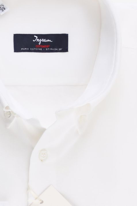 Camicia Uomo Ingram Classic No Stiro Tinta unita 100% cotone collo Button down Manica lunga