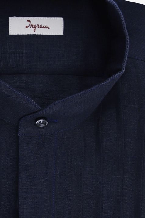 Camicia Uomo Ingram Slim Tinta unita 100% lino collo Coreano Manica corta