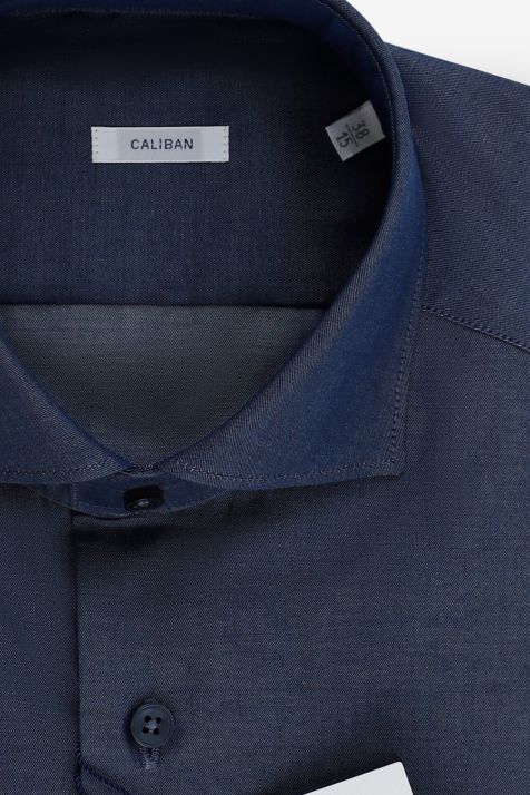 Camicia Uomo Caliban Regular Tinta unita 100% cotone collo Francese Manica lunga