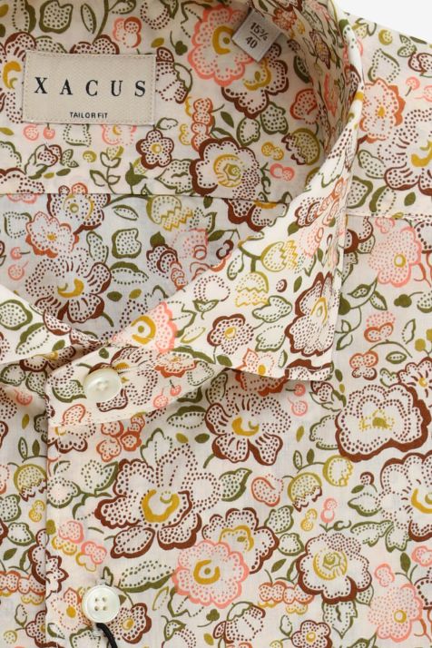 Camicia Uomo Xacus Regular Fantasia 100% cotone collo Francese Manica lunga