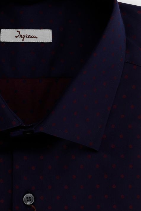 Camicia Uomo Ingram Regular Micro disegno 100% cotone collo Francese Manica lunga