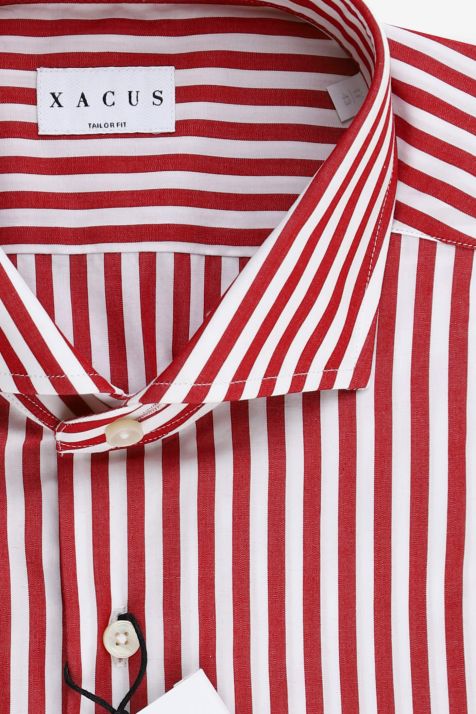 Camicia Uomo Xacus Regular Righe 100% cotone collo Francese Manica lunga