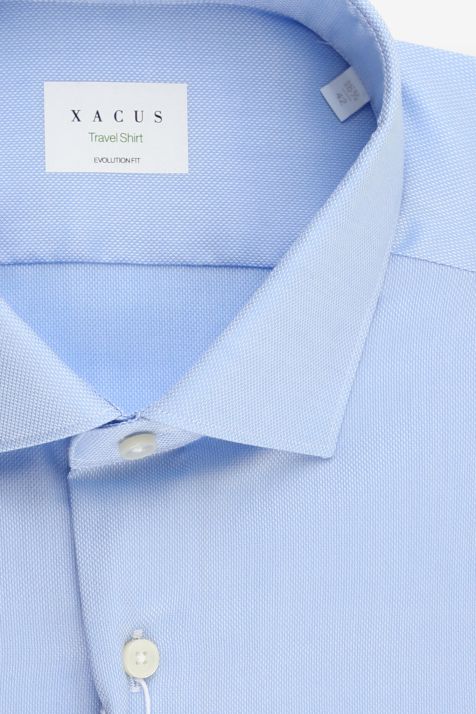 Camicia Uomo Xacus Classic No Stiro Tinta unita 100% cotone collo Francese Manica lunga