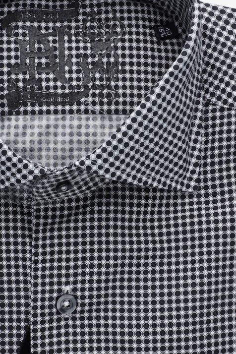Camicia Uomo New England Regular Micro disegno 100% cotone collo Francese Manica lunga