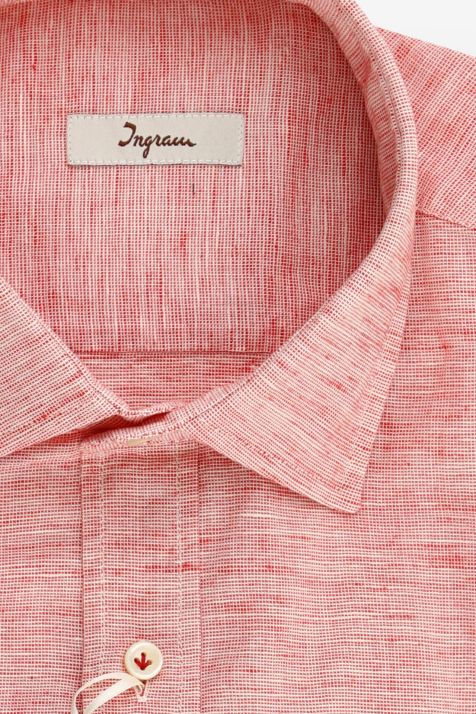 Camicia Uomo Ingram Classic Tinta unita 80% Cotone 20% Lino collo Francese Manica lunga