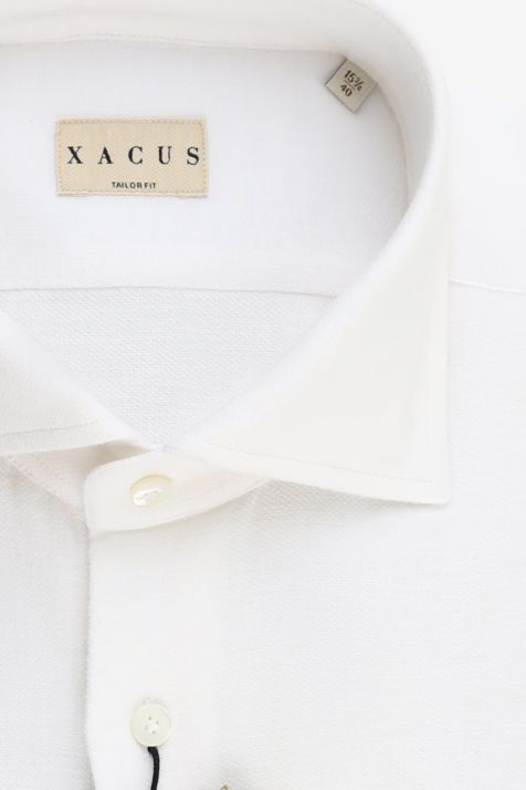 Camicia Uomo Xacus Regular Tinta unita 75% cotone 25%lino collo Francese Manica lunga