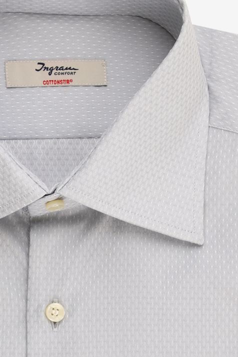 Camicia Uomo Ingram Regular No Stiro Micro disegno 100% cotone collo Italiano Manica lunga