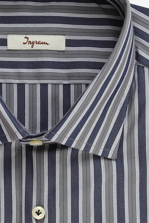 Camicia Uomo Ingram Slim Righe 62% lana 36% pl 2% ea collo Francese Manica lunga