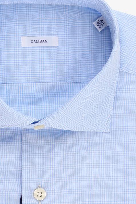 Camicia Uomo Caliban Regular Quadri 100% cotone collo Francese Manica lunga