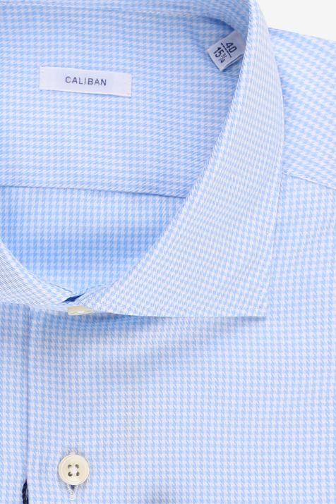 Camicia Uomo Caliban Regular Micro disegno 100% cotone collo Francese Manica lunga