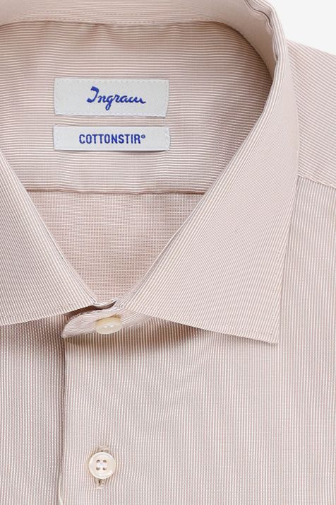 Camicia Uomo Ingram Slim No Stiro Righe 100% cotone collo Francese Manica lunga