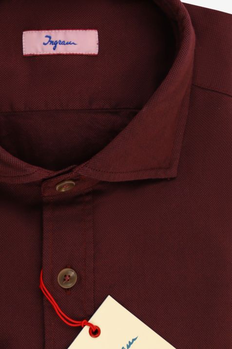 Camicia Uomo Ingram Slim Tinta unita 100% cotone collo Francese Manica lunga