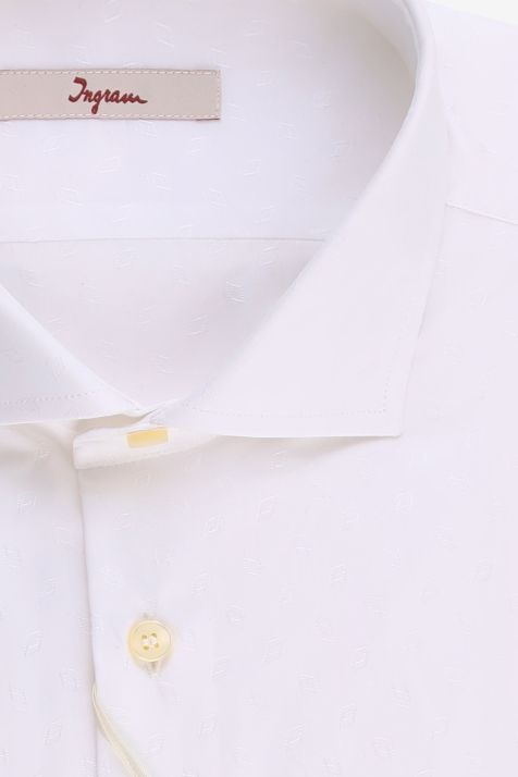 Camicia Uomo Ingram Slim Fantasia 100% cotone collo Francese Manica lunga