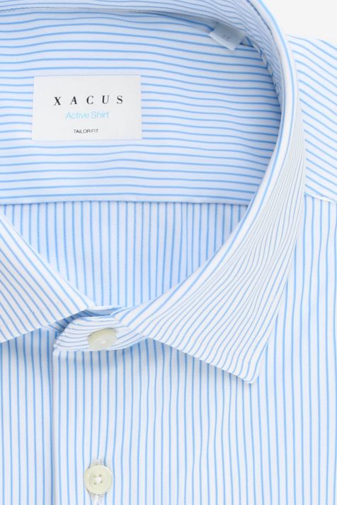 Camicia Uomo Xacus Regular Righe 86% poliammide 14% elastan collo Francese Manica lunga