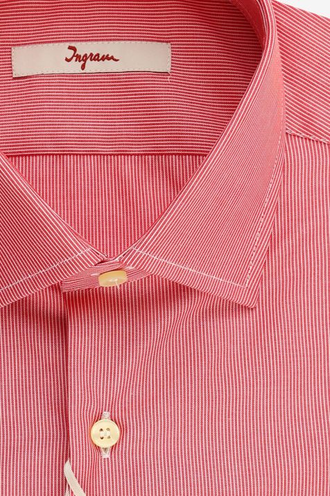 Camicia Uomo Ingram Slim Righe 100% cotone collo Francese Manica lunga