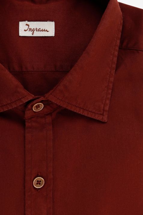 Camicia Uomo Ingram Slim Tinta unita 100% cotone collo Italiano Manica lunga