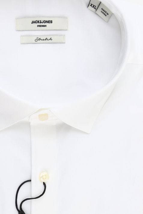 Camicia Uomo Jack & Jones Slim Tinta unita 100% cotone collo Italiano Manica lunga
