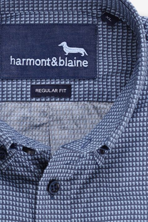 Camicia Uomo Harmont & Blaine Regular Micro disegno 100% cotone collo Button down Manica lunga