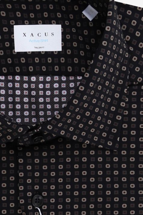 Camicia Uomo Xacus Regular Micro disegno 86% poliammide 14% elastan collo Francese Manica lunga