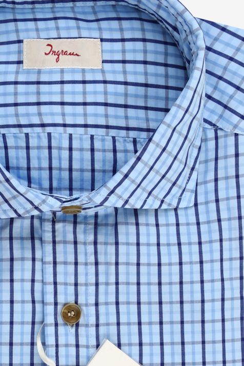 Camicia Uomo Ingram Regular Quadri 100% cotone collo Francese Manica lunga