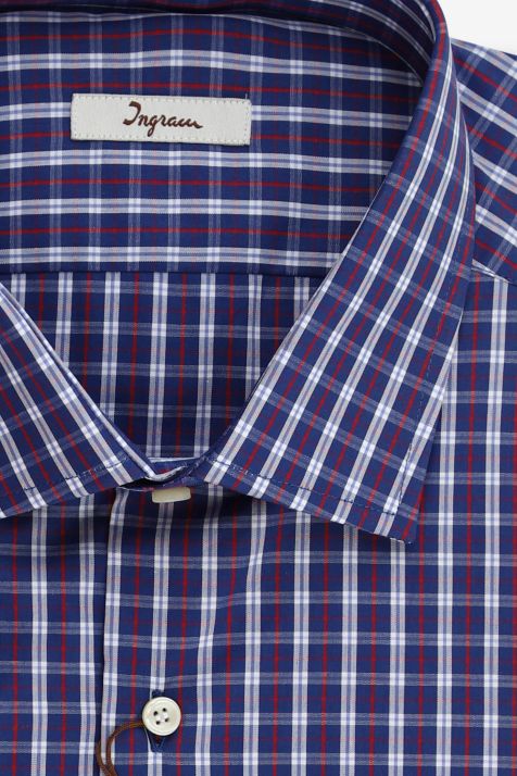 Camicia Uomo Ingram Regular Quadri 100% cotone collo Francese Manica lunga