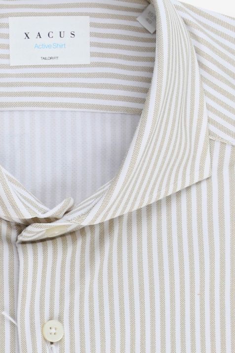 Camicia Uomo Xacus Regular Righe 86% poliammide 14% elastan collo Francese Manica lunga