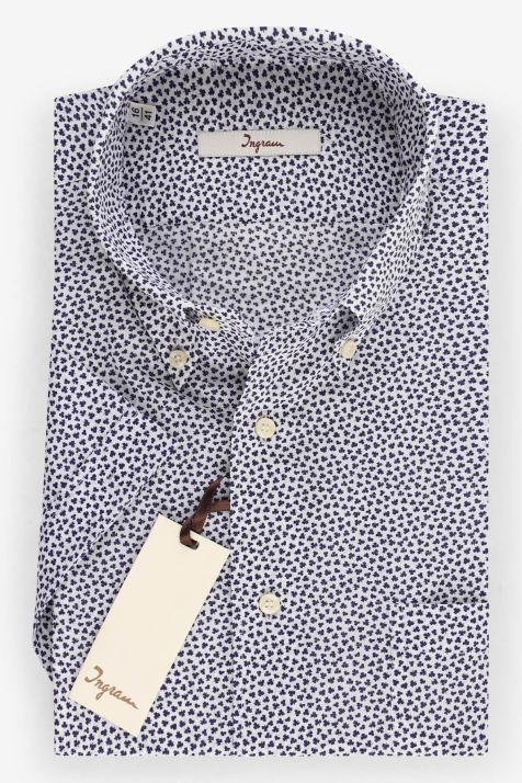 Camicia Uomo Ingram Slim Fantasia 100% cotone collo Button down Manica corta