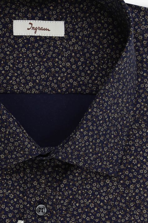 Camicia Uomo Ingram Classic Fantasia 100% cotone collo Francese Manica lunga