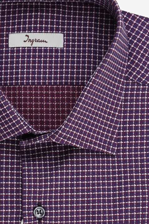 Camicia Uomo Ingram Regular Micro disegno 100% cotone collo Italiano Manica lunga
