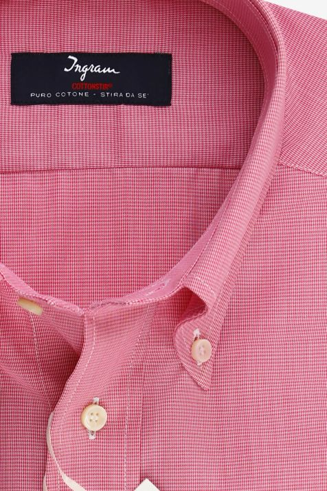 Camicia Uomo Ingram Regular No Stiro Micro disegno 100% cotone collo Button down Manica lunga